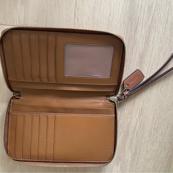 Saddle brown Coach wristlet - Picture 2 of 4